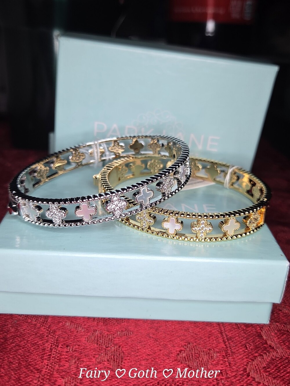 NWT Park Lane Chateau Clover Hinged Bangle Bracelet In Silver Or Gold